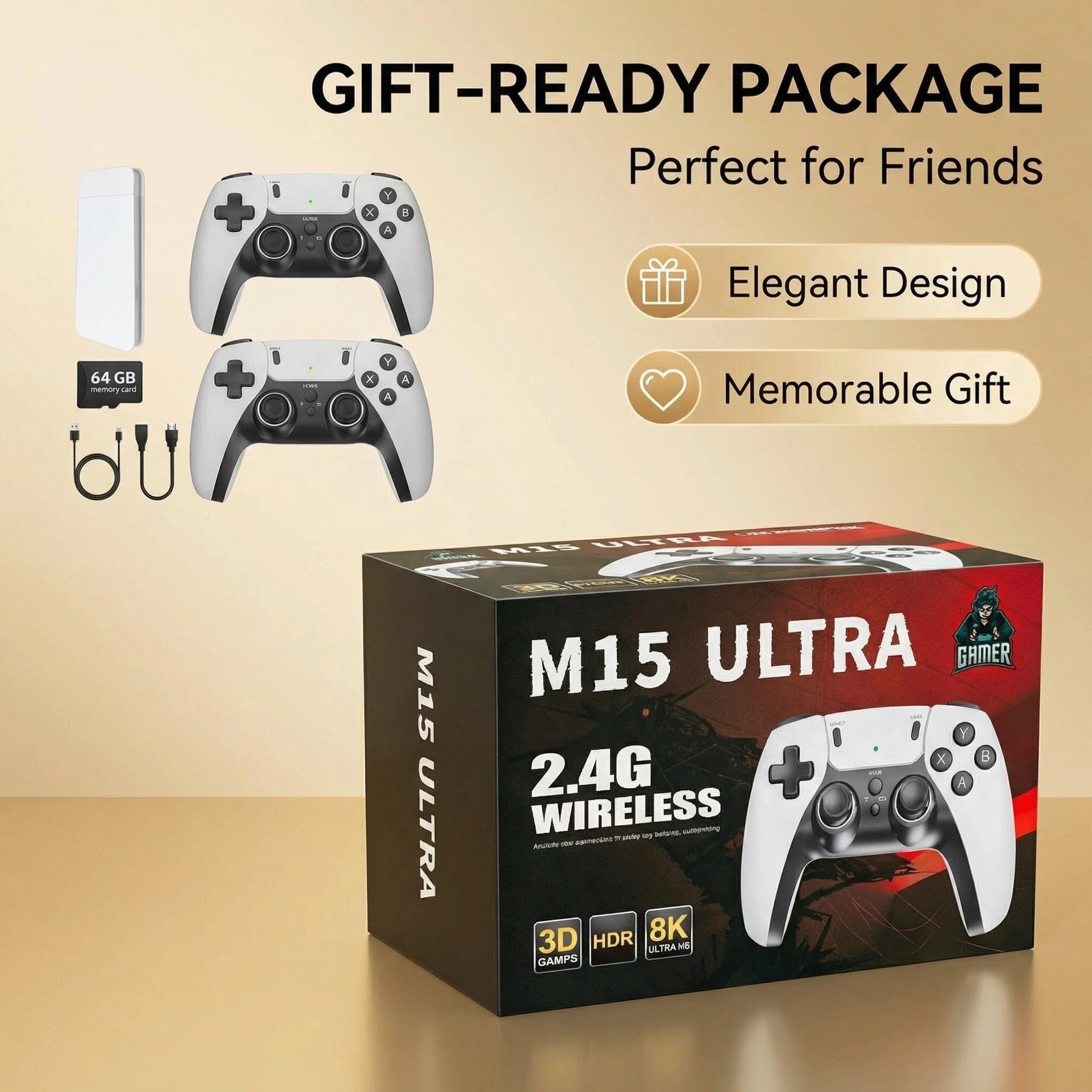 Retro Gaming Emulator Console - عصا ألعاب كلاسيكية M15 Ultra لاسلكية