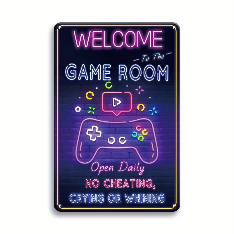 Retro Gaming Logo - مرحبًا بكم في لافتة معدنية لغرفة