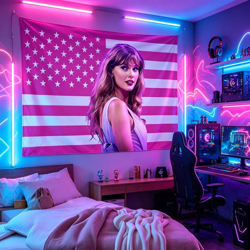 Retro Gaming Room - VIKAMA نسيج جداري مطبوع عليه صورة