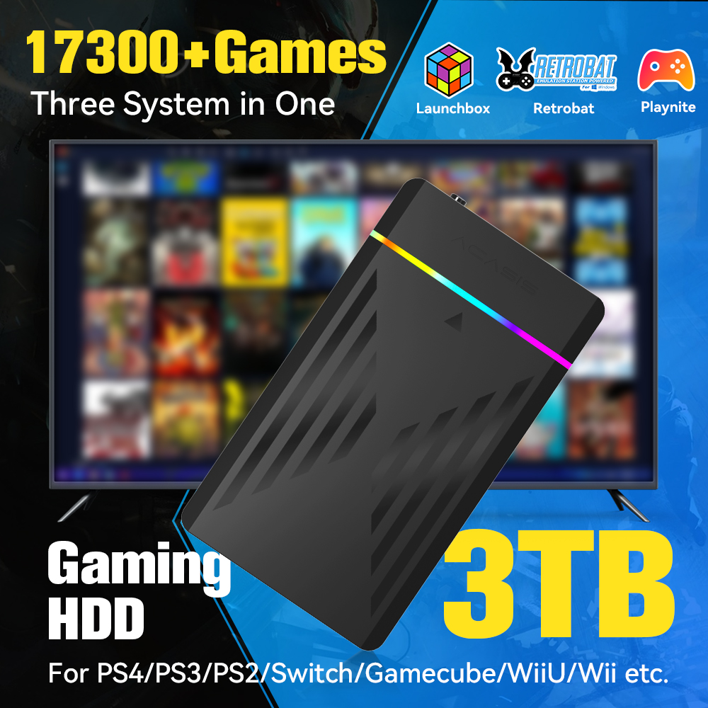Retro Gaming Mini Pc - 3 تيرابايت محمول للألعاب HDD LaunchBox/Retrobat/Playnite