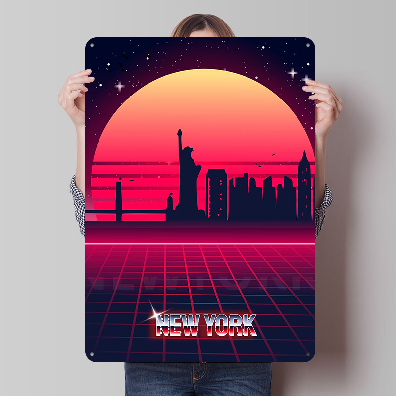 لوحة معدنية لمنظر مدينة نيويور - مراجعة Retro Gaming York وسعره