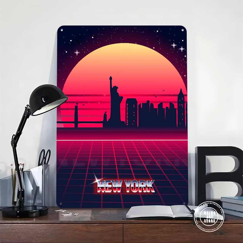 لوحة معدنية لمنظر مدينة نيويور - مراجعة Retro Gaming York وسعره
