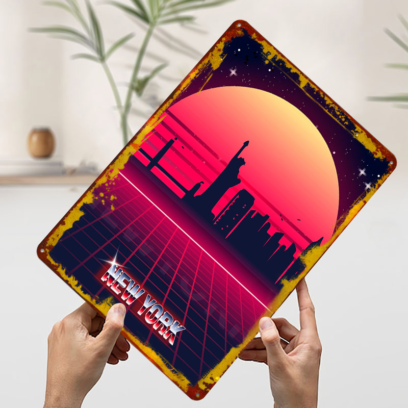 لوحة معدنية لمنظر مدينة نيويور - مراجعة Retro Gaming York وسعره